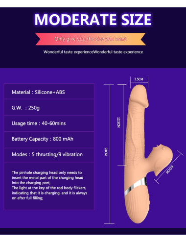 Wibrator-Basia Thtusting Vibrator 2 in 1 Tongue Vibrators USB