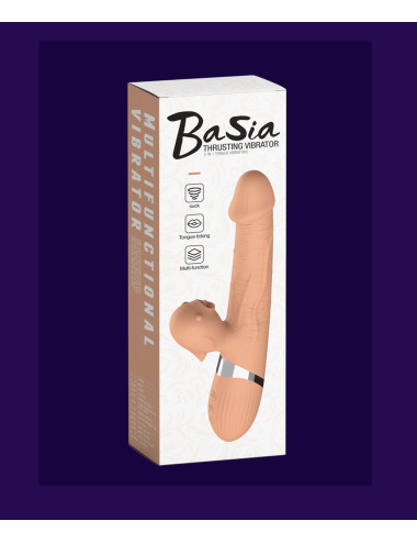 Wibrator-Basia Thtusting Vibrator 2 in 1 Tongue Vibrators USB