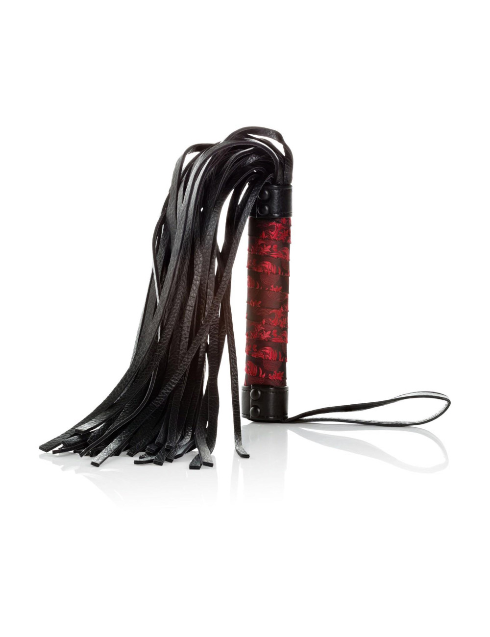 Scandal Flogger z Tag Black – Bicze BDSM z Piórkami, 69 cm