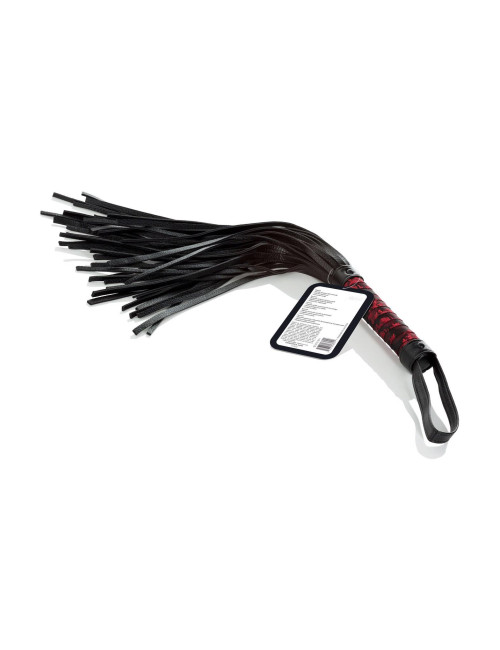 Scandal Flogger z Tag Black – Bicze BDSM z Piórkami, 69 cm