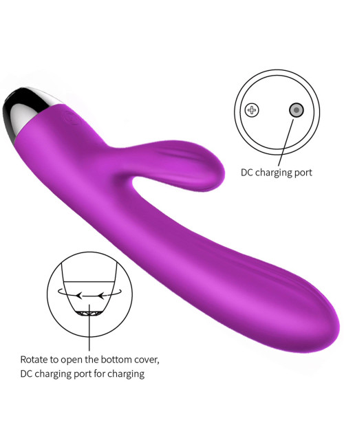 Wibrator Silikonowy Punkt G – Pulsator Purple, Grzanie, USB, 7+7 Trybów, Wodoodporny