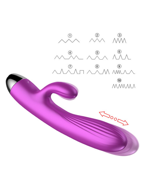 Wibrator Silikonowy Punkt G – Pulsator Purple, Grzanie, USB, 7+7 Trybów, Wodoodporny