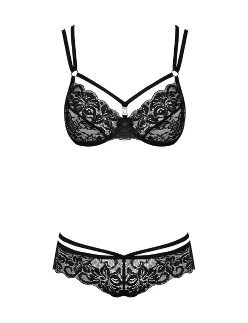 Obsessive 860-SET-1 - Czarny komplet bielizny 2-częściowy L/XL