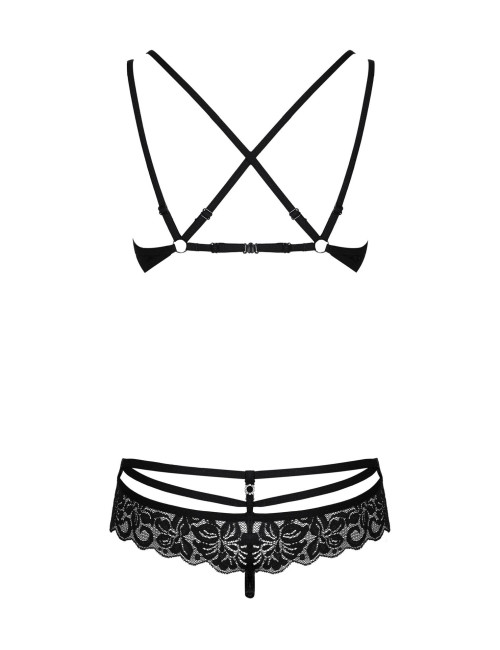 Obsessive 860-SET-1 - Czarny komplet bielizny 2-częściowy L/XL