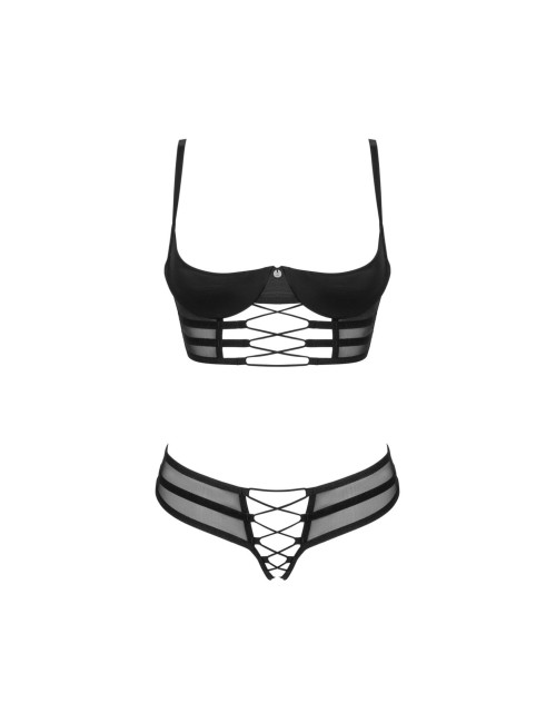 Obsessive Roxelia Komplet Otwarty Czarny XL/2XL