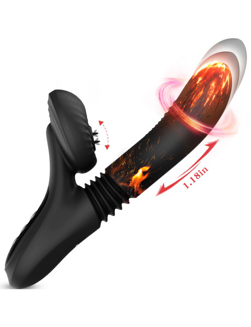 Silicone Vibrator 7 Powerful Modes - Licking,
Thrusting and Heating, Black
