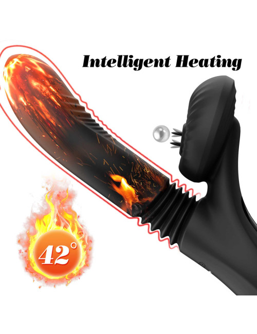 Silicone Vibrator 7 Powerful Modes - Licking,
Thrusting and Heating, Black