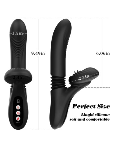 Silicone Vibrator 7 Powerful Modes - Licking,
Thrusting and Heating, Black