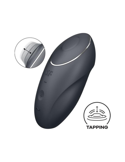 Tap & Climax 1 grey - Wibrator nakładany z funkcją stukania, silikon IPX7