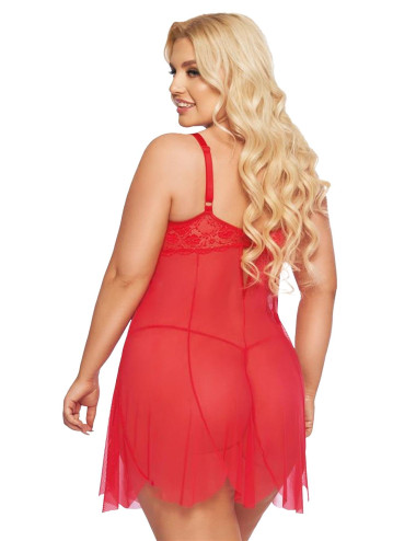 Koszulka z koronką Softline Carla Red 3XL Babydoll
