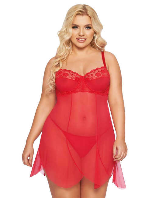 SoftLine Carla Red XL Babydoll Koszulka Czerwona