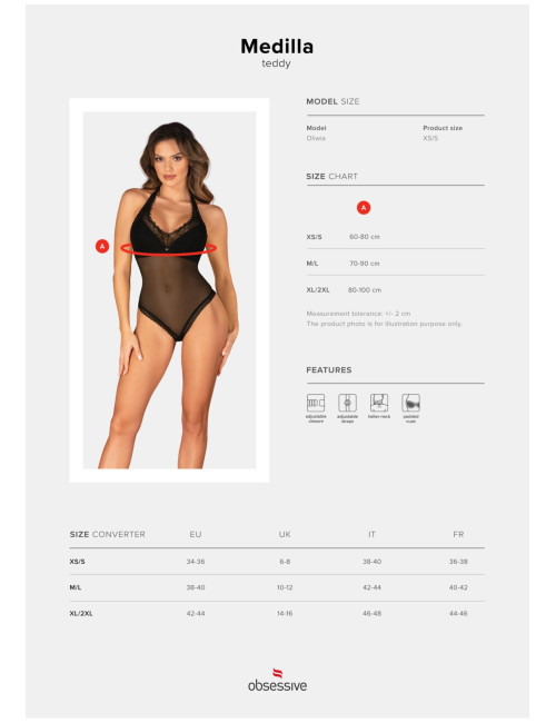Obsessive Medilla Koronkowe Body XL/2XL