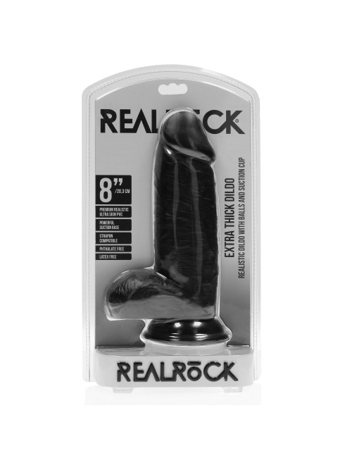 RealRock Dildo Realistyczne z Przyssawką Extra Thick Black