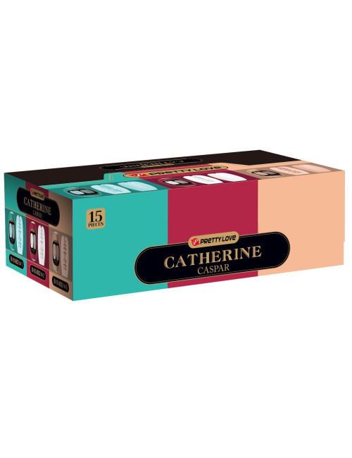 Pretty Love Catherine Caspar TPR Stroker - elastyczny masturbator z 3 tunelami, 3 kolorami