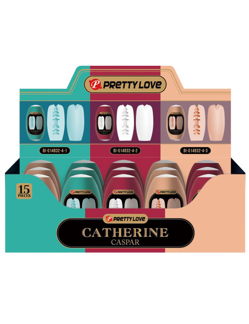 Pretty Love Catherine Caspar TPR Stroker - elastyczny masturbator z 3 tunelami, 3 kolorami