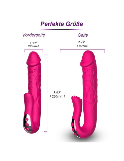Wibrator Realistyczny z Językowym Stymulatorem - Silikon Medyczny, 2 Silniki, IPX7, 10 Prędkości