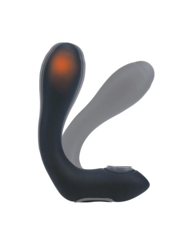 Vibrating Heating Bendable Tapping Silicone Prostate Stimulator - Black