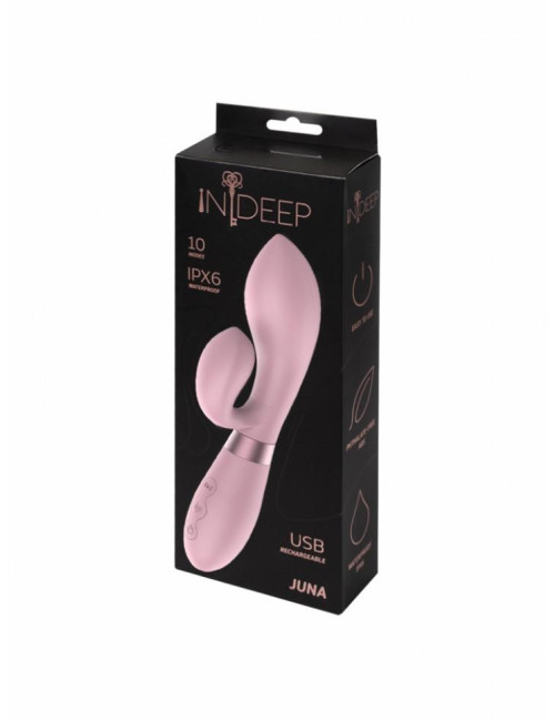 Wibrator Indeep Juna Pink – Zabawki Wibratory Króliczek USB ładowany, 10 trybów, podwójne silniki