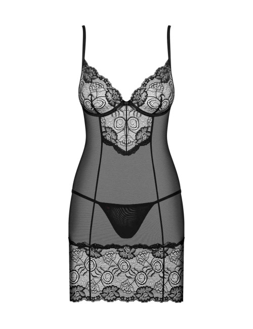 Koszulka i Stringi Obsessive Alluria L/XL – Koronkowa Bielizna