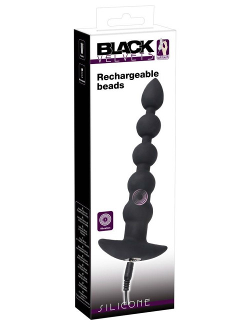 Zestaw Analny Black Velvets Bea Velvet – Łańcuch Kulek z Wibracją