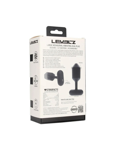 Hexagonal Vibrating Silicone Anal Plug - L - Black