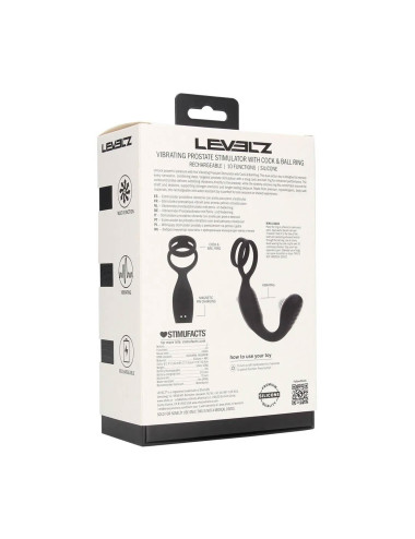 Vibrating Silicone Prostate Stimulator with Cock and Ball Ring - Black