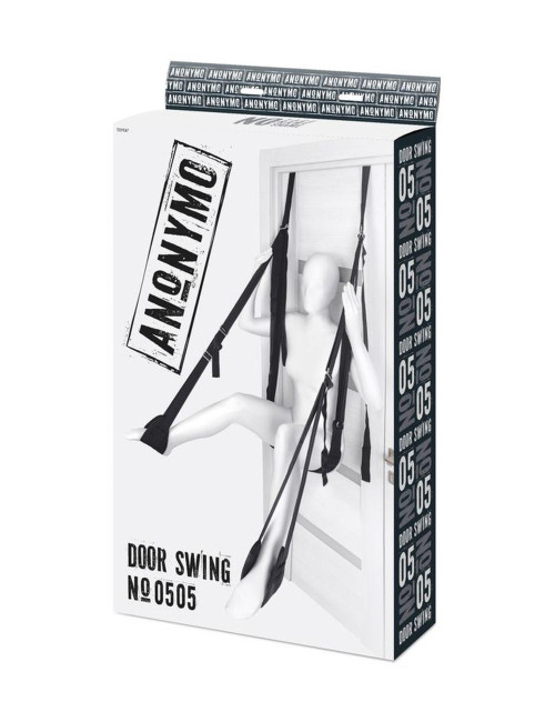 Anonymo Sex swing on the door - nylon, czarna | Zabawki BDSM Wiązania Kagańce