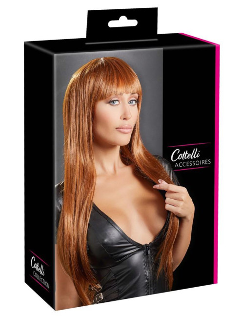 Peruki długie Copper Wig – miedź/czerwono-brązowa, 75 cm, regulowana, 100% poliester