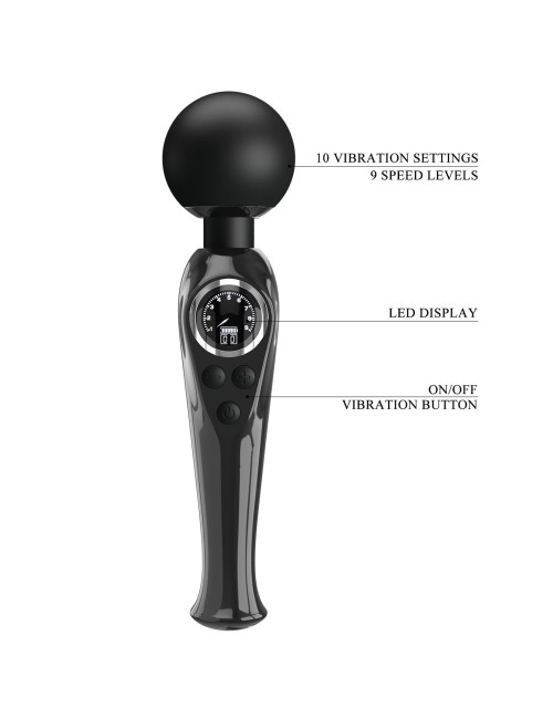 PRETTY LOVE Skyler Black Wibrator – 10 funkcji wibracji, 9 prędkości, masażer | Zabawki erotyczne