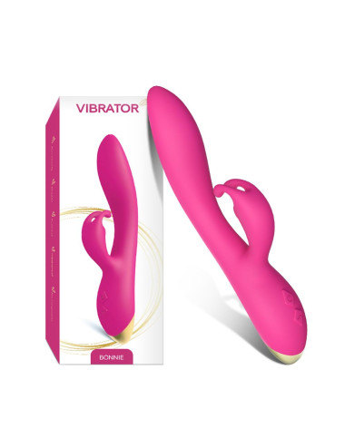 Bonnie Pink Wibrator Króliczek silikonowy wodoodporny 2x9 trybów cichy USB
