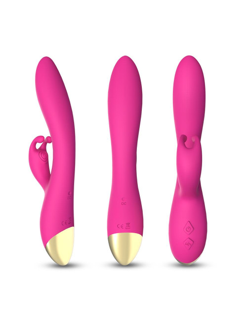 Bonnie Pink Wibrator Króliczek silikonowy wodoodporny 2x9 trybów cichy USB