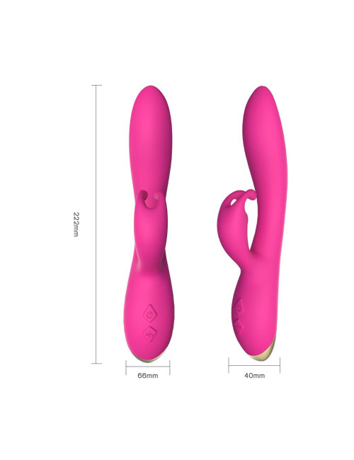 Bonnie Pink Wibrator Króliczek silikonowy wodoodporny 2x9 trybów cichy USB