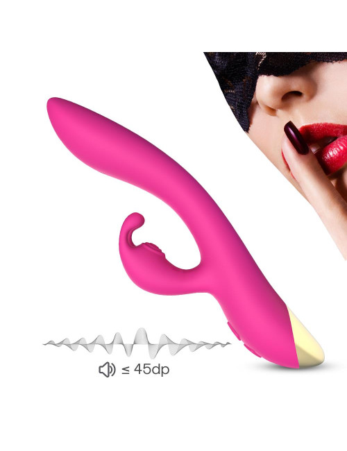 Bonnie Pink Wibrator Króliczek silikonowy wodoodporny 2x9 trybów cichy USB
