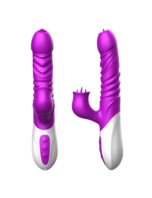 Wibrator silikonowy USB 10 trybów ruch posuwisto-zwrotny z rotacją, funkcja grzania stymulator G-punktu i łechtaczki wodoodporny
