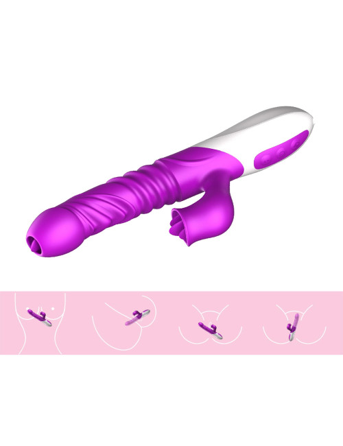 Wibrator silikonowy USB 10 trybów ruch posuwisto-zwrotny z rotacją, funkcja grzania stymulator G-punktu i łechtaczki wodoodporny
