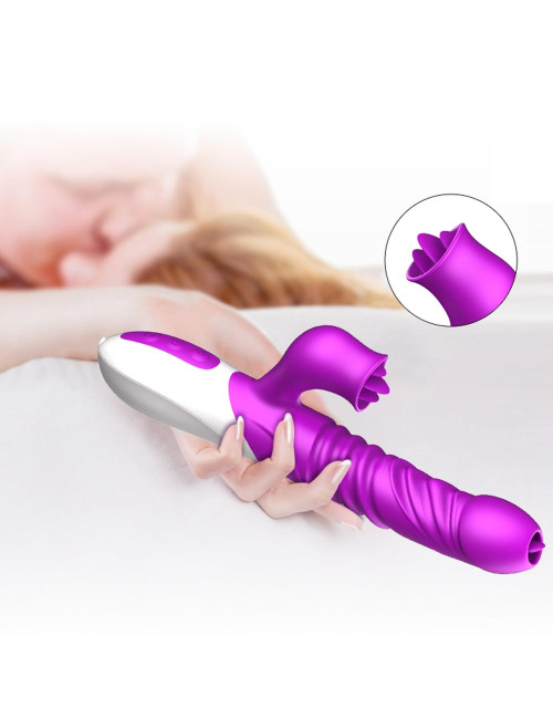 Wibrator silikonowy USB 10 trybów ruch posuwisto-zwrotny z rotacją, funkcja grzania stymulator G-punktu i łechtaczki wodoodporny
