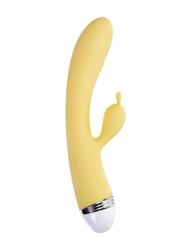 Vibrator with clitoral stimulator Flovetta by Toyfa Aster, silicone, yellow, 22 cm