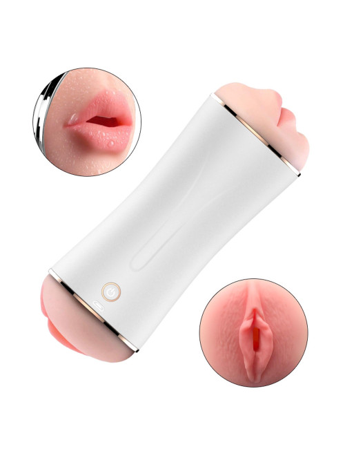 Podwójny Masturbator B-Series z Wibracją USB, 10 Trybów + Interaktywna Funkcja – Zabawki dla Dorosłych, CyberSkin