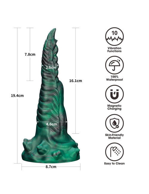 Savage Charm Double-Claw Dildo – Podwójny Pazur, Platinum Silicone, Wibracje, Zabawki Eroticzne, Wodoodporne, USB