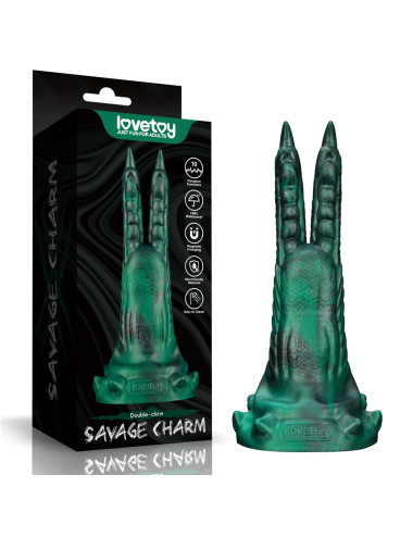 Savage Charm Double-Claw Vibrating Silicone Dildo