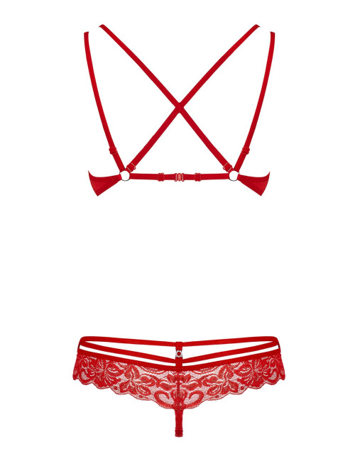 Obsessive Zmysłowy Czerwony Komplet Bielizny 860-SET-3 L/XL