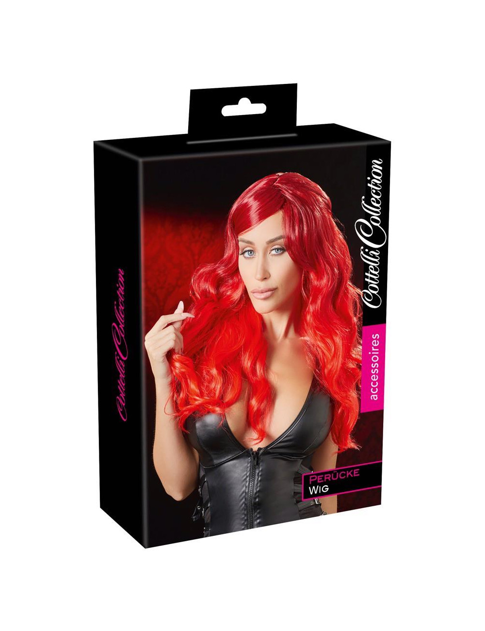 Peruka Wig Red Wavy Long 63 cm – regulowana, 100% poliester, Cottelli