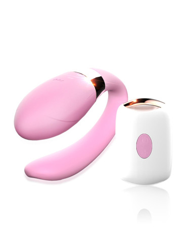 V-Vibe Pink - Wibrator i Stymulator Dla Par z Pilotem, 7 Funkcji, USB, Silikon Medyczny
