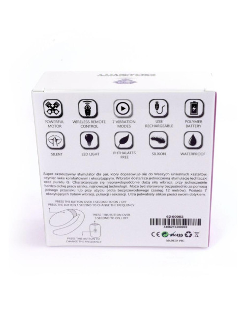 Stymulator-V-Vibe Purple USB – Wibrator dla Par, 7 Trybów, Pilot Bezprzewodowy, Silikon Medyczny, Zabawki erotyczne