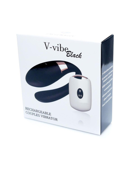 Stymulator V-Vibe Black USB – Wibrator z pilotem, 7 funkcji, stymulacja punktu G i łechtaczki, silikon medyczny