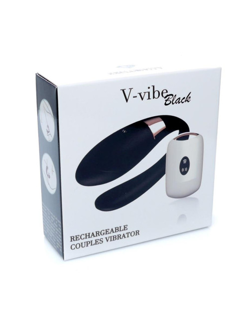Stymulator V-Vibe Black USB – Wibrator z pilotem, 7 funkcji, stymulacja punktu G i łechtaczki, silikon medyczny