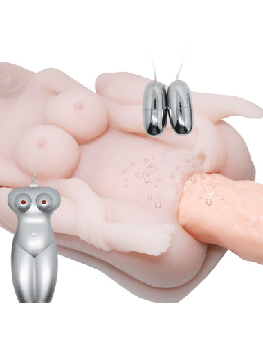 BAILE - Masturbator toy, TPR, double vibrating egg with voice, tighten,shrink 3AAA batteries