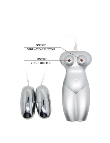 BAILE - Masturbator toy, TPR, double vibrating egg with voice, tighten,shrink 3AAA batteries