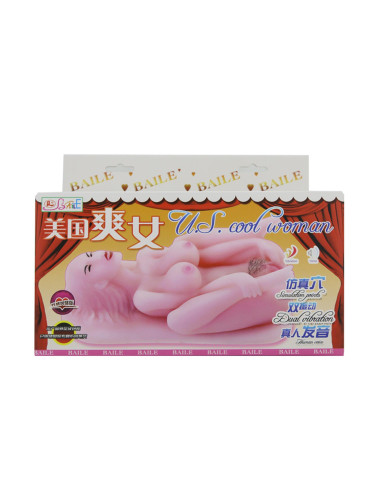 BAILE - Masturbator toy, TPR, double vibrating egg with voice, tighten,shrink 3AAA batteries