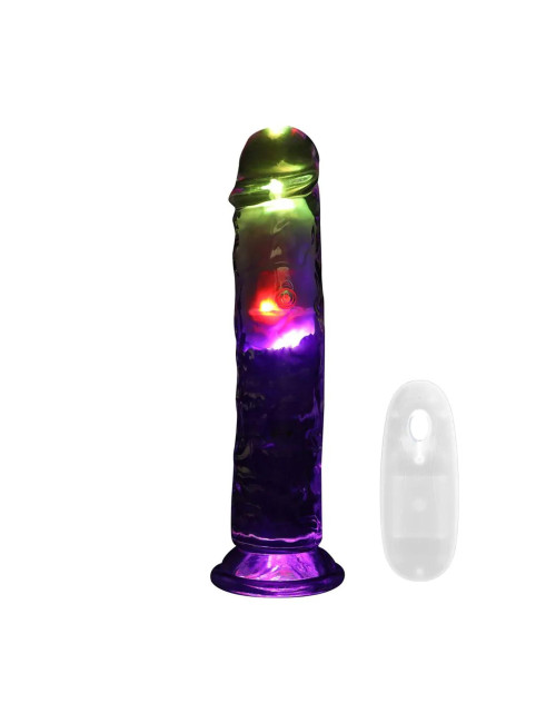 LED Wibrator Realistyczny 22 cm - Przezroczysty, z silną wibracją, przyssawka, bezpieczny dla ciała